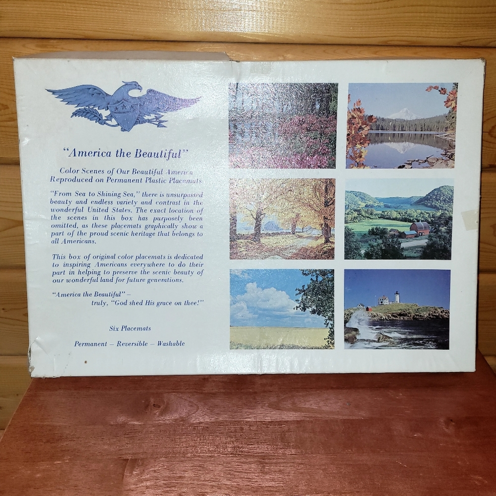 Vintage AMERICA THE BEAUTIFUL Scenic Vinyl Placemats Sea to Shining Sea Wall Art
